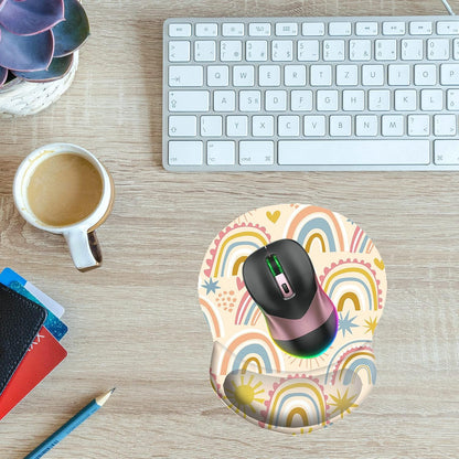 Wrist Support Mouse Pad Anti Slip Rubber Wrist Rest Mousepad 9in X 8in Small Desktop Notebook Mouse Mat for Working and Gaming (M-Pink Floral)