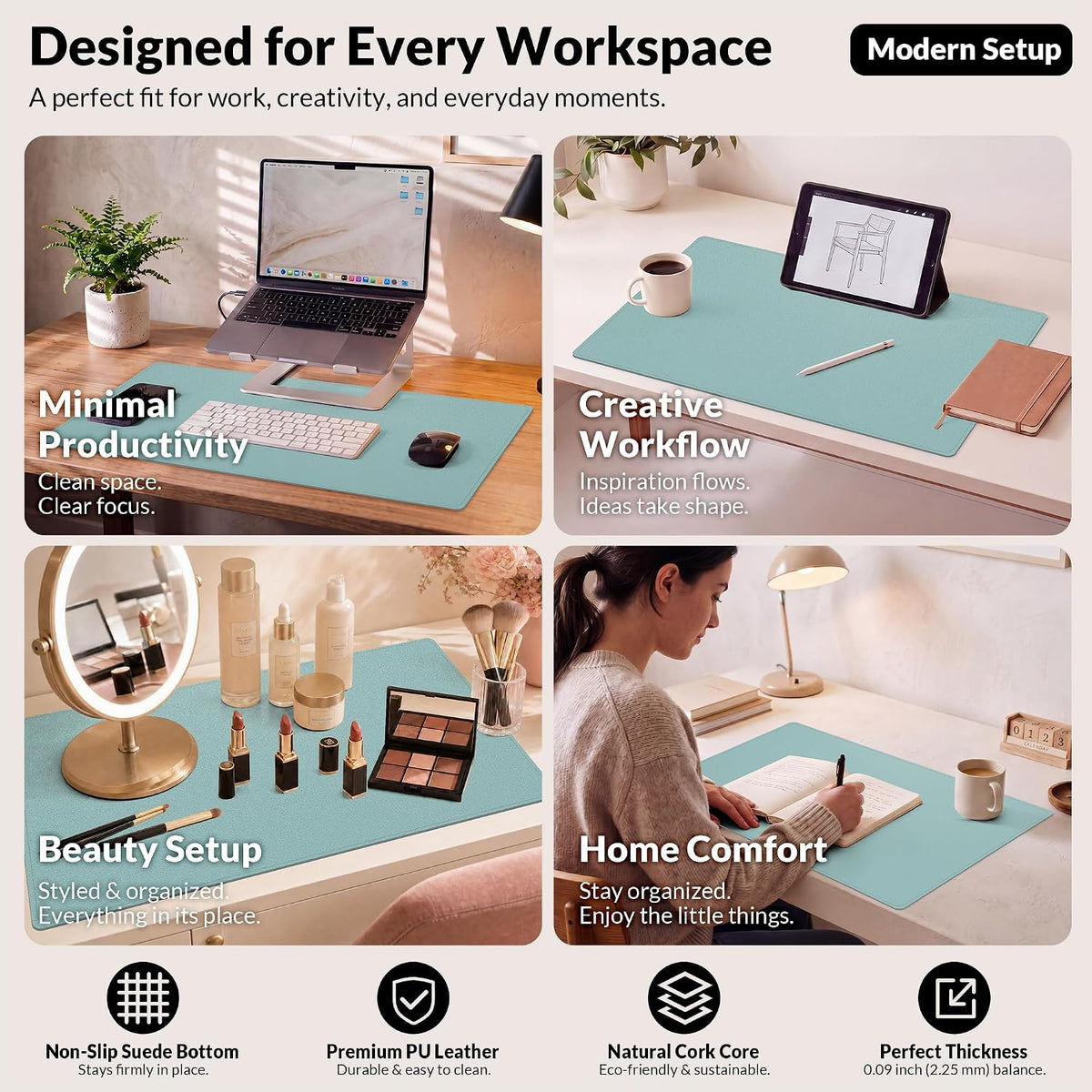 Large Desk Mat, 47" x 17", Black