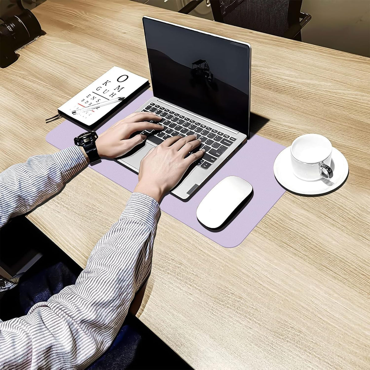 Bloss Leather Desk Pad and Keyboard Wrist Rest, Large Mouse Pad + Keyboard Pad+Mouse Wrist Support, Non-Slip Desk Mat Protector for Office, Home(31.5×15.7 Inches,Beige) - Colors B