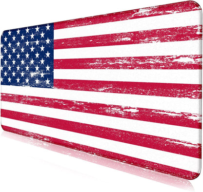 Retro American Flag XL Gaming Mouse Pad with Stitching Edge Laptop Desk Mat