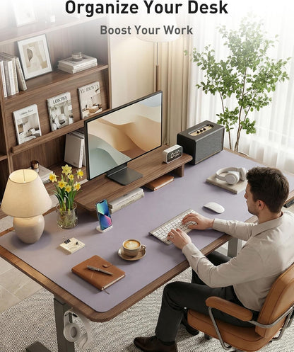 Aothia Leather Office Desk Pad Protector, Non-Slip PU Leather Desk Blotter, Waterproof Laptop Writing Mouse Pad for Office and Home, Black, 31.5" x 15.7" - Colors B