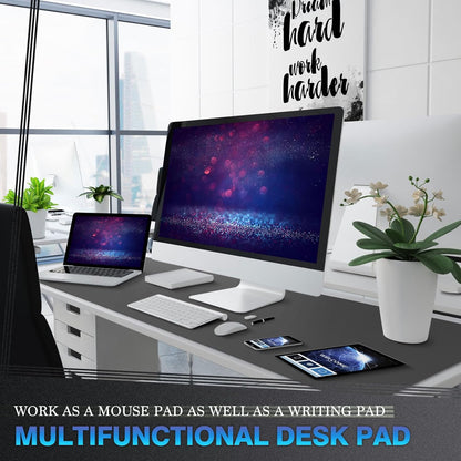 K KNODEL Large Office Leather Desk Mat, Mouse and Keyboard Pad, Computer and Laptop Mat, Desktop Protector and Cover, Writing Pad and Blotter (31.5"x15.7", Black)