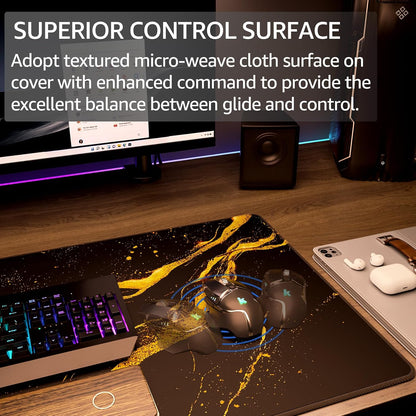 KTRIO Large Gaming Mouse Pad Desk Mat for Gamer, 31.5" x 11.8", Black, XL | Extended Size Design, Superior Micro-Weave Cloth, Non-Slip Rubber Base, Durable Stitched Edges, Water-Resistant Coating