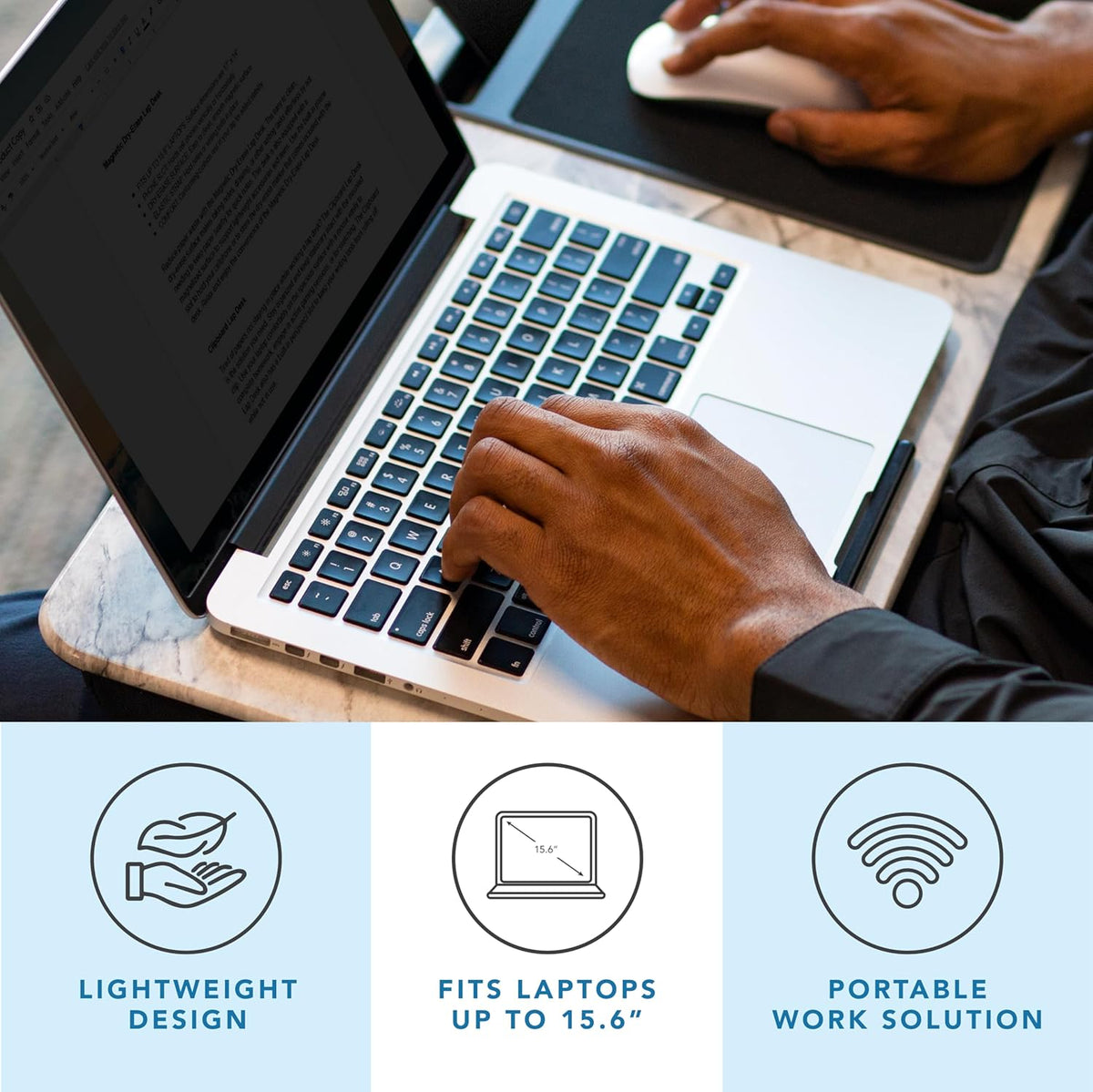 LAPGEAR Home Office Pro Lap Desk with Wrist Rest, Mouse Pad, and Phone Holder - Black Carbon - Fits up to 15.6 Inch Laptops - Style No. 91598