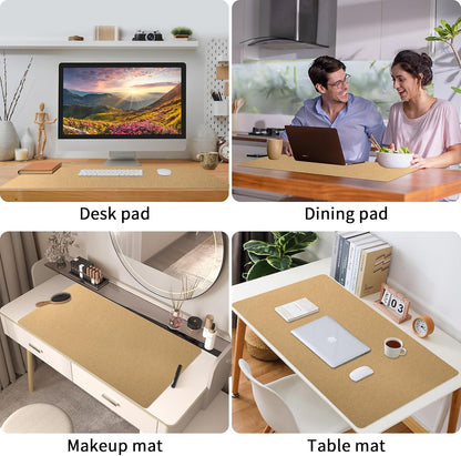 Bloss Leather Desk Pad and Keyboard Wrist Rest, Large Mouse Pad + Keyboard Pad+Mouse Wrist Support, Non-Slip Desk Mat Protector for Office, Home(31.5×15.7 Inches,Beige) - Colors A