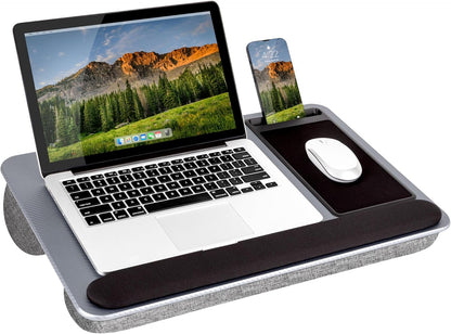 LAPGEAR Home Office Pro Lap Desk with Wrist Rest, Mouse Pad, and Phone Holder - Black Carbon - Fits up to 15.6 Inch Laptops - Style No. 91598