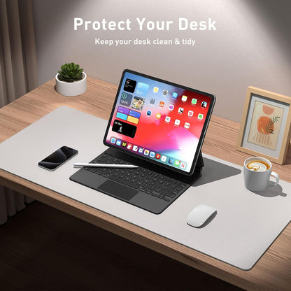 Aothia Leather Office Desk Pad Protector, Non-Slip PU Leather Desk Blotter, Waterproof Laptop Writing Mouse Pad for Office and Home, Black, 31.5" x 15.7" - Colors B