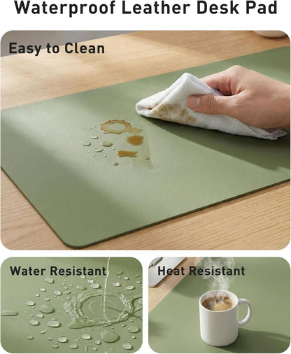Aothia Leather Office Desk Pad Protector, Non-Slip PU Leather Desk Blotter, Waterproof Laptop Writing Mouse Pad for Office and Home, Black, 31.5" x 15.7" - Colors A