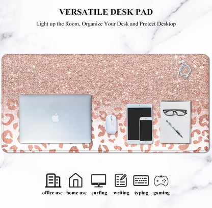 Auhoahsil Desk Mat, Ultra Large Mouse Pad, XXL Gaming Mousepad, Green Tropical Leaves Deskpad, Big Extended Full Size Mouse Pad, Desktop Desk Matt for Keyboard, Laptop & Computer, 35.5 x 15.7 in - Colors B
