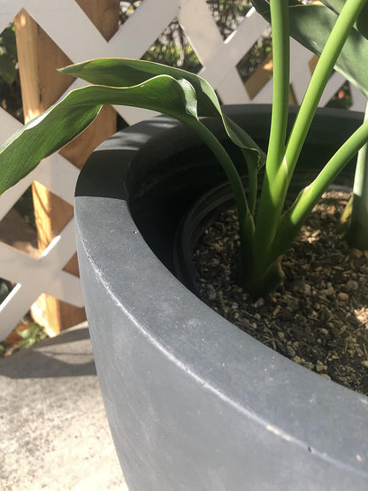 Kante 8.9" H x 10" W Small Concrete Planter, Compact Desktop Plant Pot with Drainage Hole & Rubber Plug – Lightweight Breathable Cement Container for Succulents, Cactus, Herbs, Indoor Outdoor, Gift