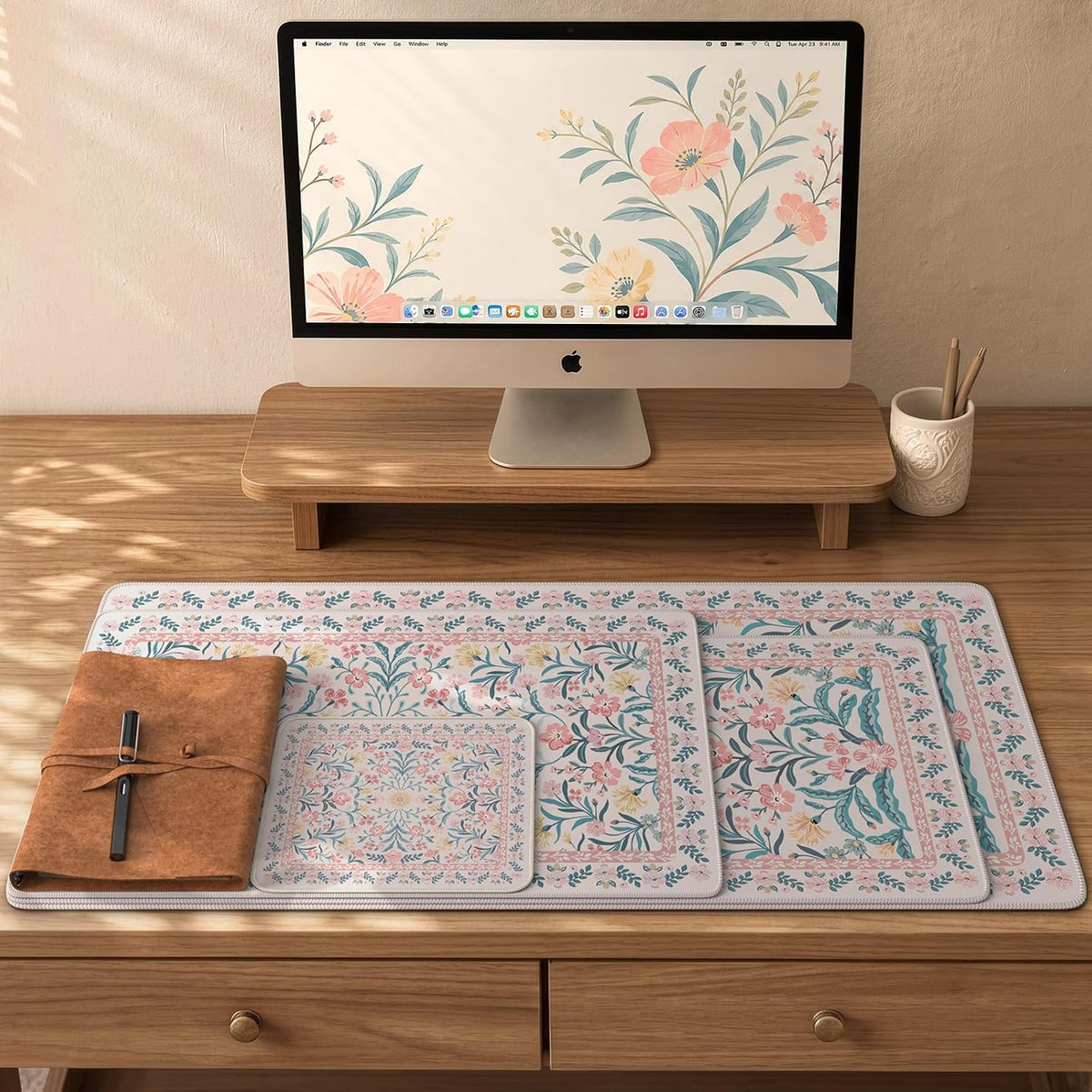 iCasso Desk Mat for Keyboard and Mouse, Large Mouse Pad, Desk Pad Mat, Anti-Slip Big Mousepad with Stitched Edges for Computer Desktop(Deep Green)