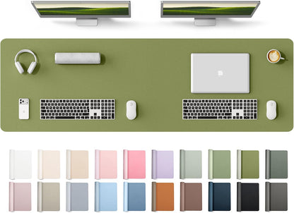 YSAGi Leather Desk Pad Protector, Office Desk Mat, Large Mouse Pad, Non-Slip PU Leather Desk Blotter, Waterproof Laptop Desk Writing Pad for Office and Home (23.6" x 13.8", Eggshell) - Colors B