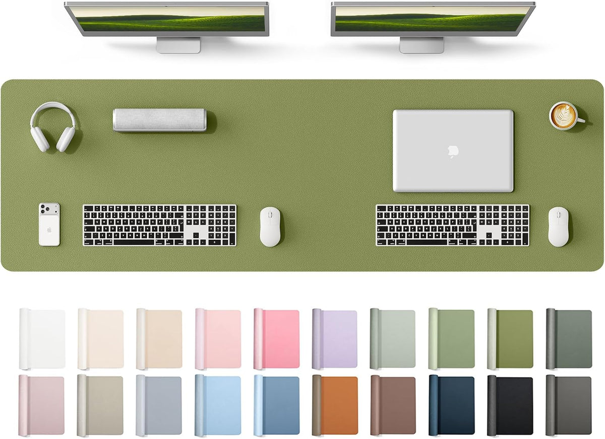 YSAGi Leather Desk Pad Protector, Large Mouse Pad, Non-Slip PU Leather Desk Blotter, Waterproof Writing Pad for Office and Home (31.5" x 15.8", Eggshell) - Colors B