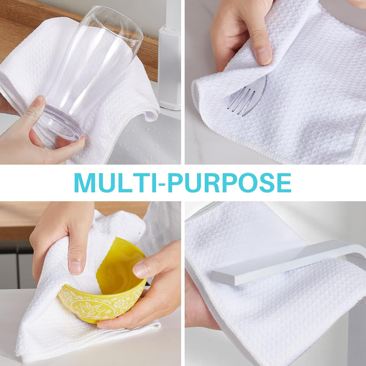18 Pack Microfiber Cleaning Cloth, Kitchen Towels for Dish Drying Washing, Absorbent Streak Free Lint Free Rags for Cleaning, Reusable and Washable Towels - 10" x 10"