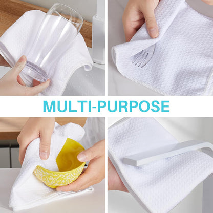 18 Pack Microfiber Cleaning Cloth, Kitchen Towels for Dish Drying Washing, Absorbent Streak Free Lint Free Rags for Cleaning, Reusable and Washable Towels - 10" x 10"