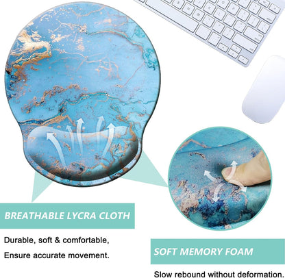 Mouse Pad with Wrist Support, Ergonomic Mouse Pad with Memory Foam Wrist Rest Cushion, Non-Slip Rubber Base Gaming Mice Pad for Home Office Computer Laptop, Flower Black