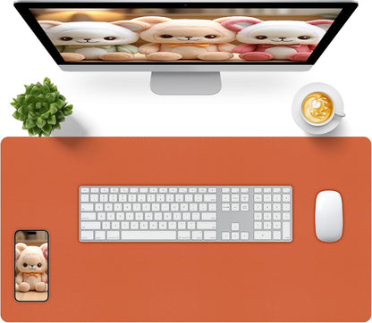 Bloss Leather Desk Pad and Keyboard Wrist Rest, Large Mouse Pad + Keyboard Pad+Mouse Wrist Support, Non-Slip Desk Mat Protector for Office, Home(31.5×15.7 Inches,Beige) - Colors A