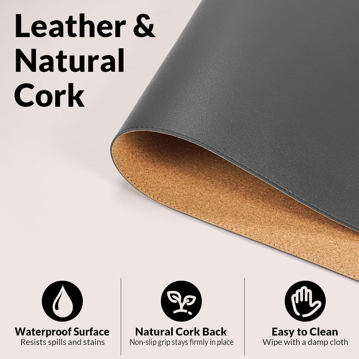 Large Desk Mat, 47" x 17", Black