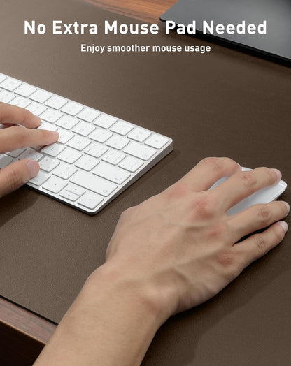 Aothia Leather Office Desk Pad Protector, Non-Slip PU Leather Desk Blotter, Waterproof Laptop Writing Mouse Pad for Office and Home, Black, 31.5" x 15.7" - Colors B