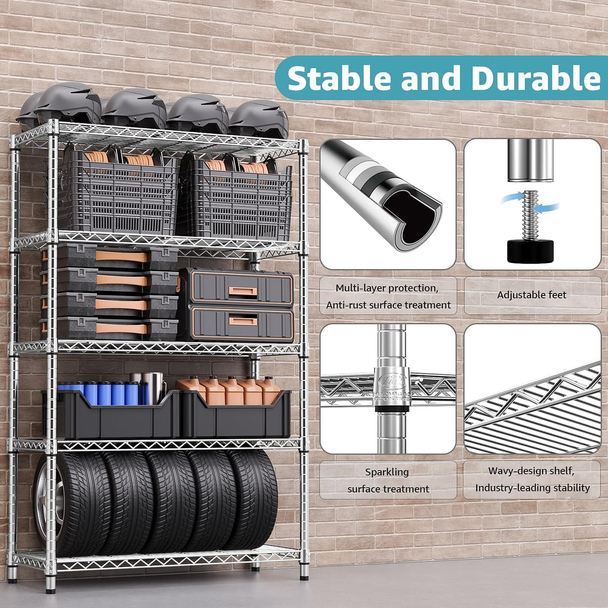 M MZG 450 lbs Steel Storage Shelving 3-Tier Utility Shelving Unit Steel Organizer Wire Rack for Home,Kitchen,Office (11.8" D x 17.7" W x 26.3" H) - Colors A