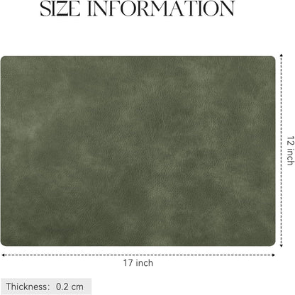 MOSAYT Vinyl Placemats Set of 6-12 X 17 Inch - Faux Leather 100% Waterproof Oil-Proof Wipeable PU Place Mats, Heat Resistant Reversible Table Mats for Kitchen, Dining, Outdoor, Reddish Brown