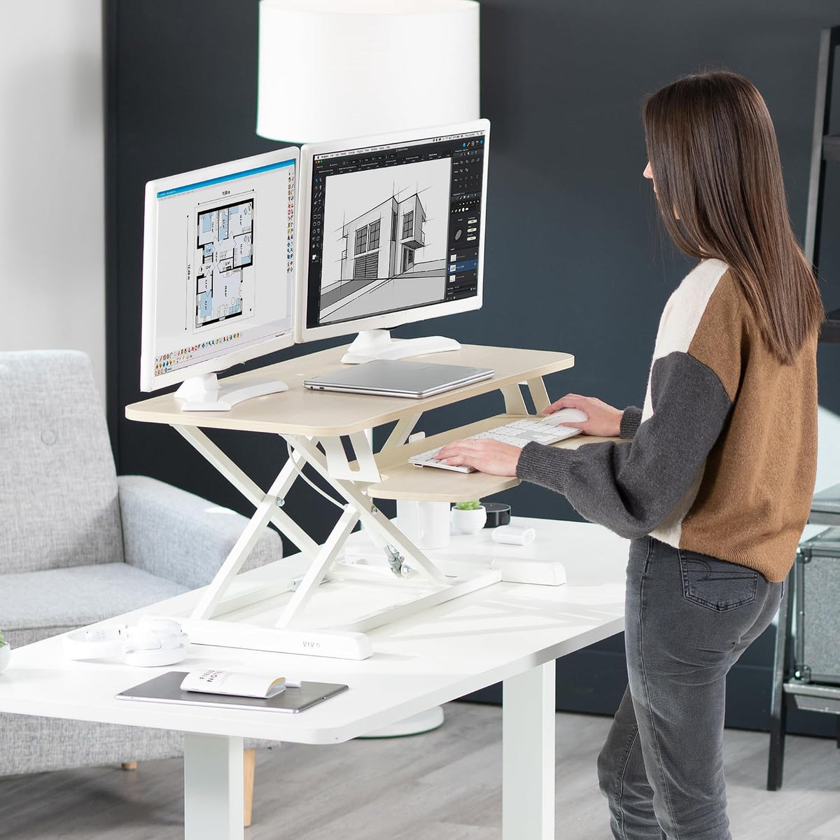 Black 32 in Standing Desk Converter, DESK-V000K