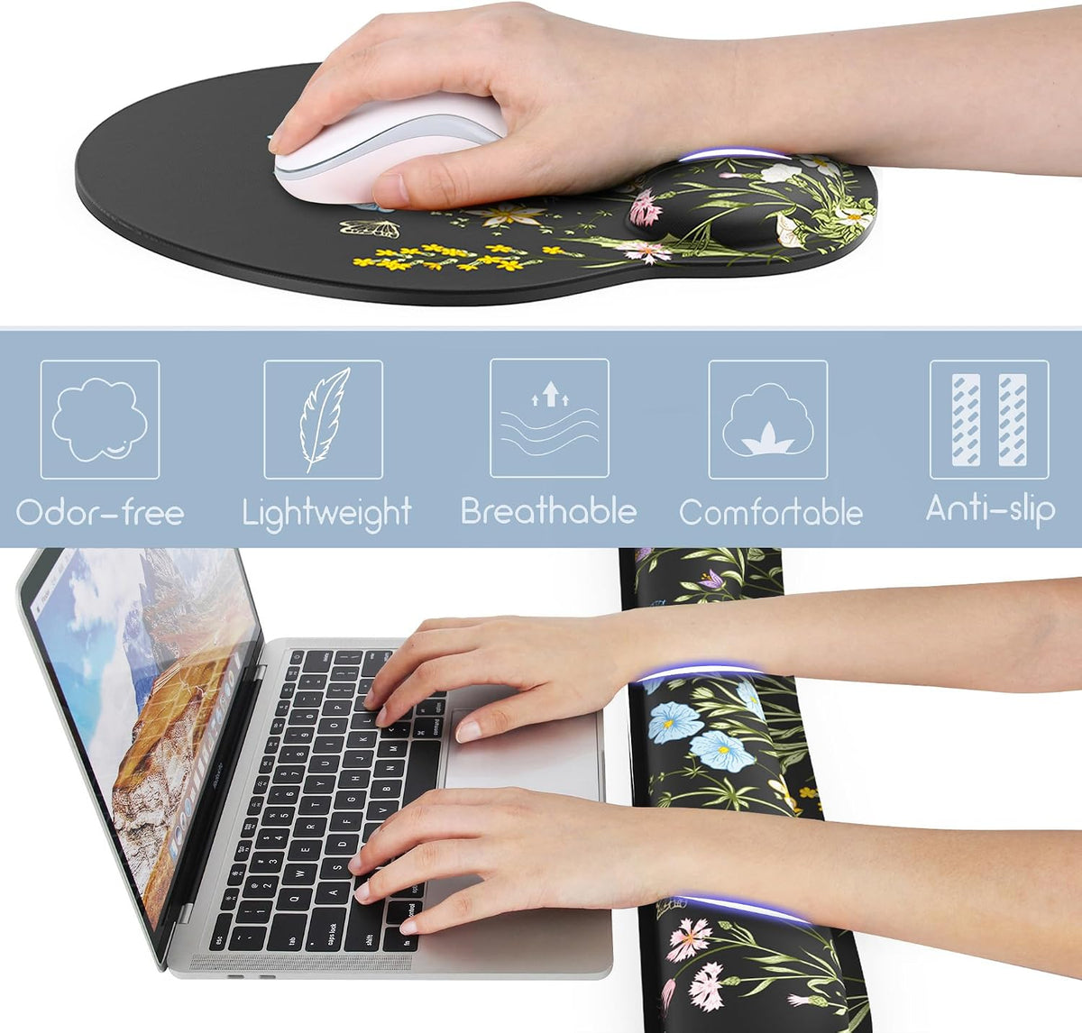 Ergonomic Mouse Pad with Wrist Rest and Keyboard Wrist Rest, Mousepad