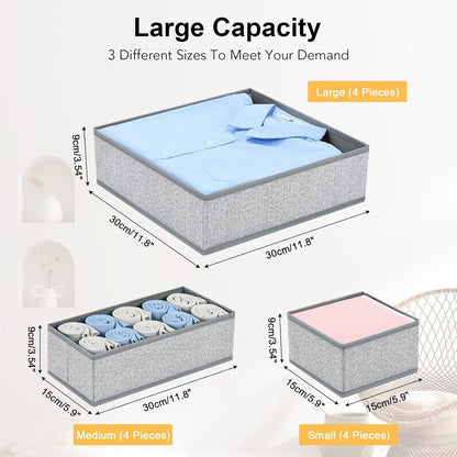 Drawer Organizer Clothes, Dresser Organizer, Foldable Closet Organizers and Storage, Fabric Dresser Bins, Drawer Dividers for Nursery, Baby Clothes, Underwears, Sock (Beige)