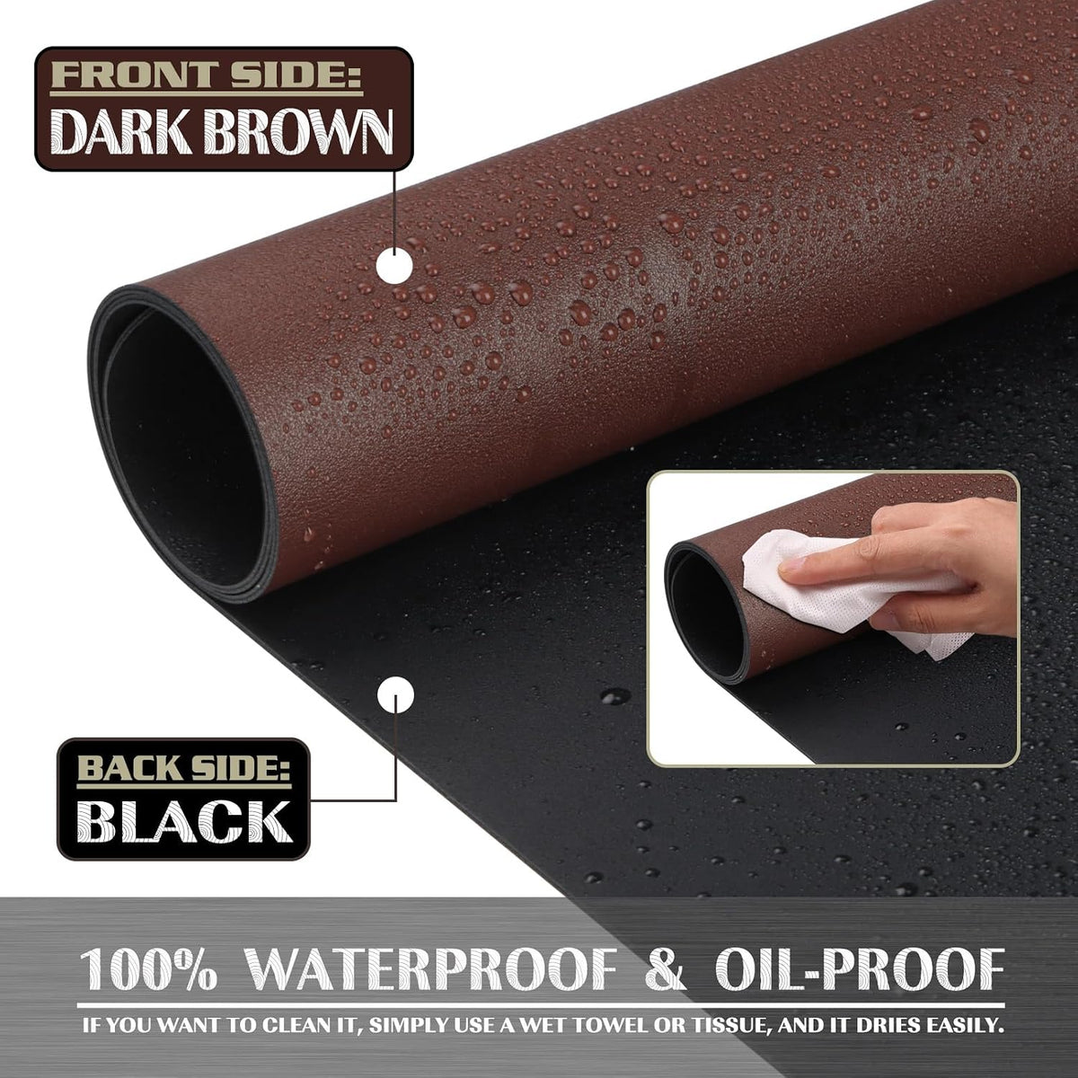 K KNODEL Large Office Leather Desk Mat, Mouse and Keyboard Pad, Computer and Laptop Mat, Desktop Protector and Cover, Writing Pad and Blotter (31.5"x15.7", Black)