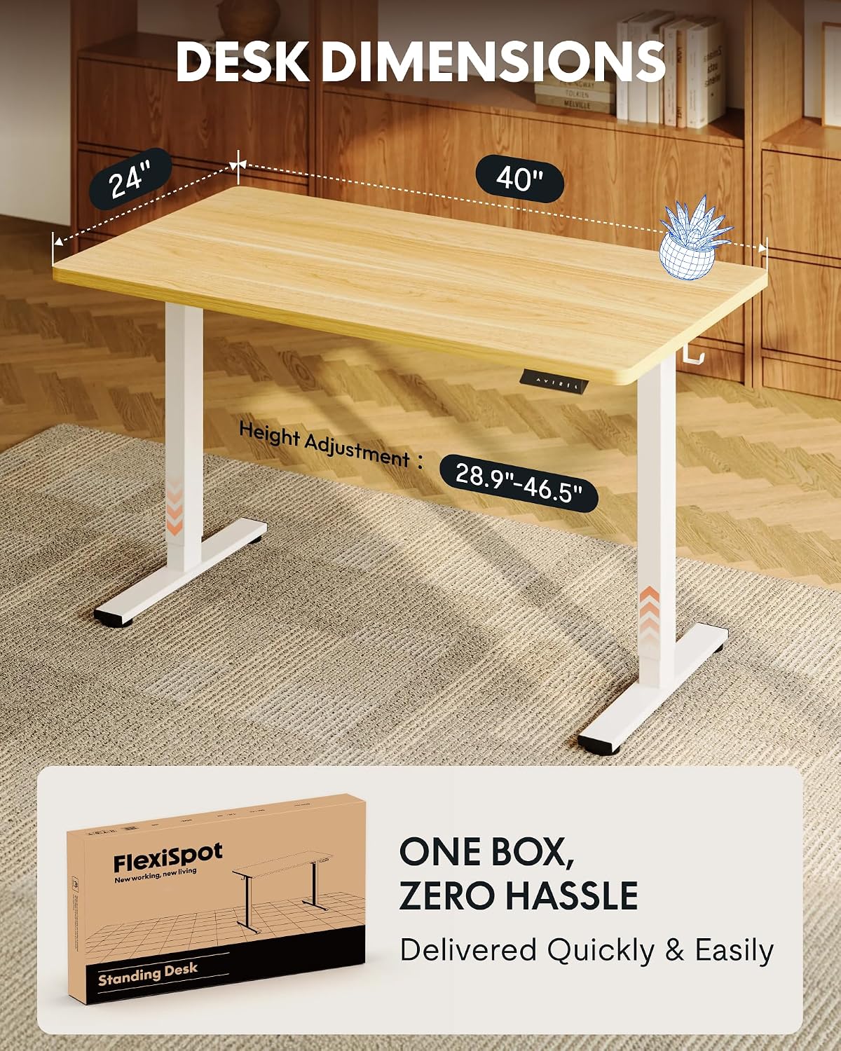 EN1 48"x24" One-Piece Standing Desk, White