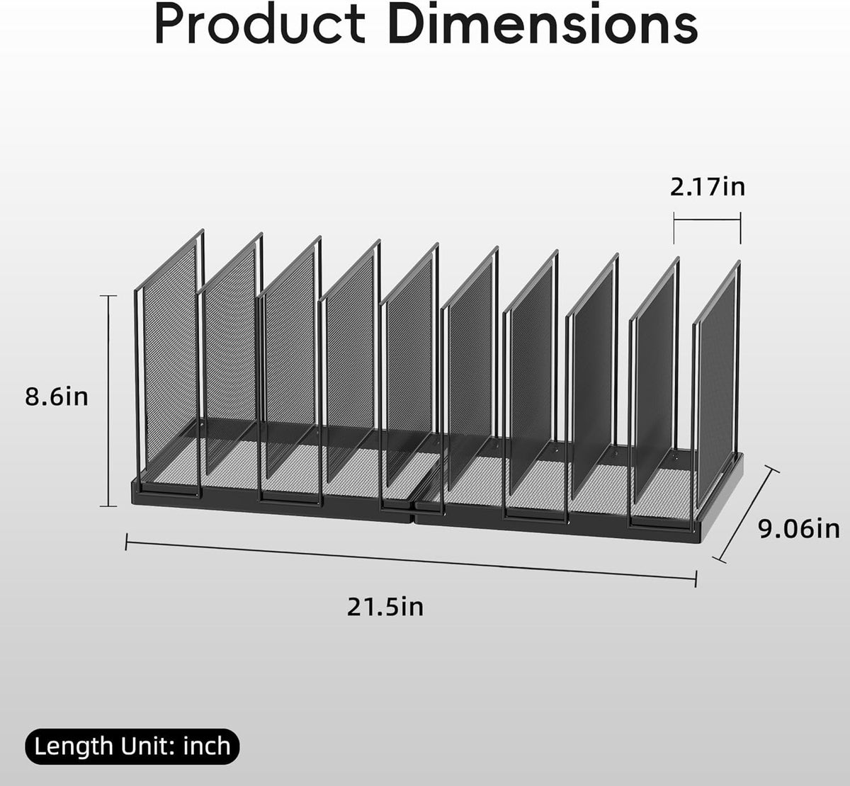 File Organizer for Desk, 5-Section Vertical File Sorter, Paper Holder Organizer Standing Metal File Folder for Office Home Classroom, Black