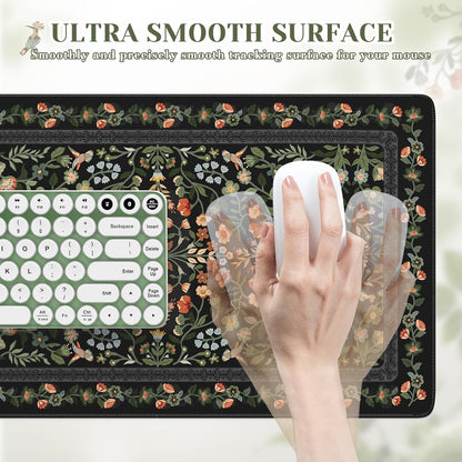iCasso Desk Mat for Keyboard and Mouse, Large Mouse Pad, Desk Pad Mat, Anti-Slip Big Mousepad with Stitched Edges for Computer Desktop(Deep Green)