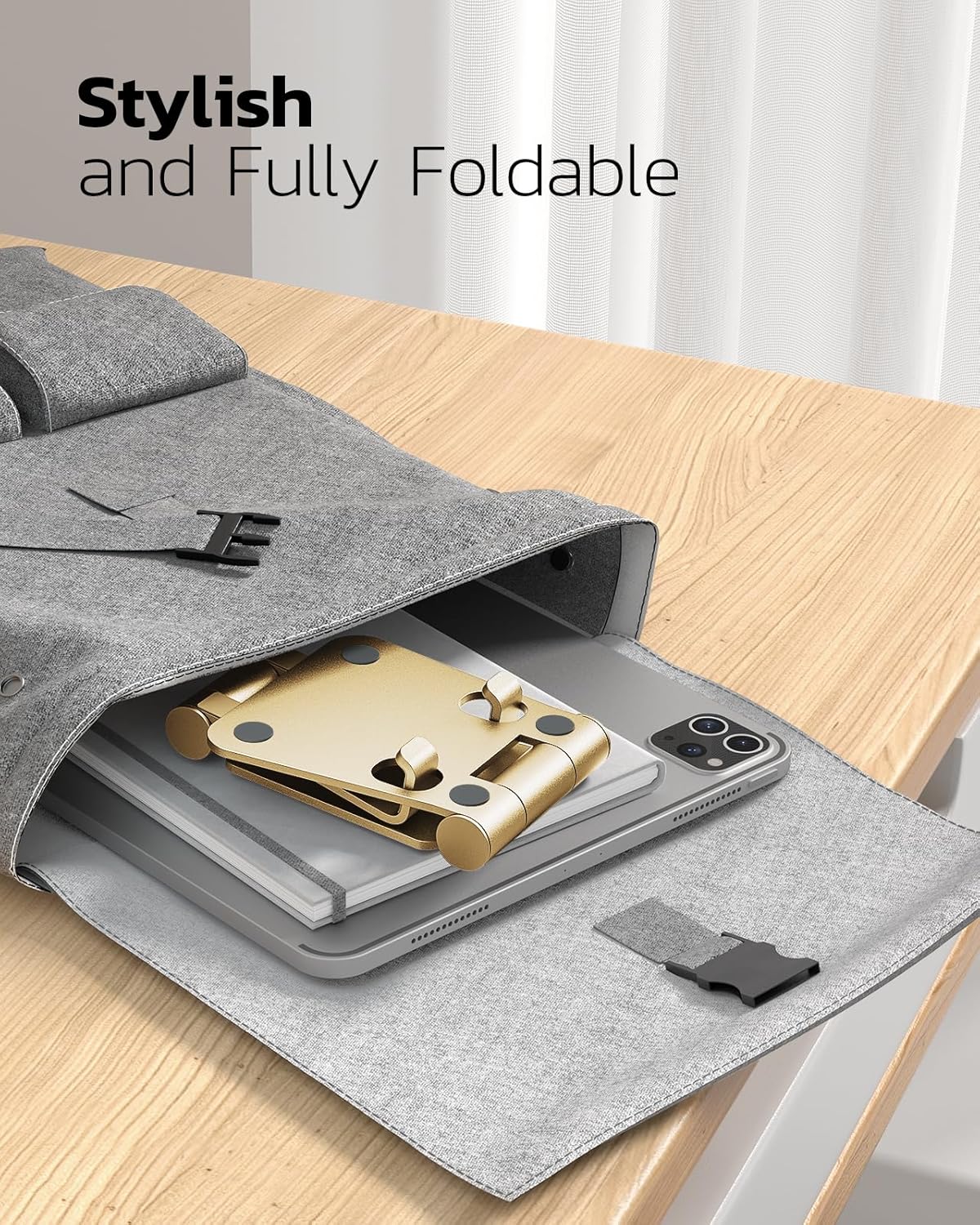 Nulaxy Dual Folding Cell Phone Stand, Fully Adjustable Foldable Desktop Phone Holder Cradle Dock Compatible with iPhone 17 16 15 14 13 12 11 Pro Max Xs Xr X 8, Nintendo Switch, All Phones - Purple