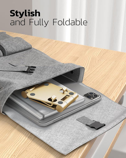 Nulaxy Dual Folding Cell Phone Stand, Fully Adjustable Foldable Desktop Phone Holder Cradle Dock Compatible with iPhone 17 16 15 14 13 12 11 Pro Max Xs Xr X 8, Nintendo Switch, All Phones - Purple