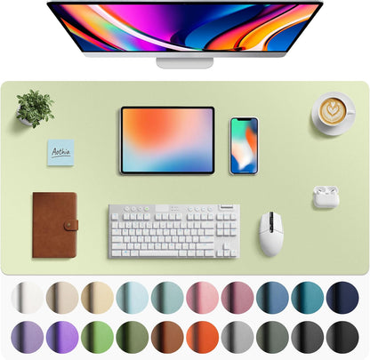 Aothia Leather Office Desk Pad Protector, Non-Slip PU Leather Desk Blotter, Waterproof Laptop Writing Mouse Pad for Office and Home, Black, 31.5" x 15.7" - Colors A