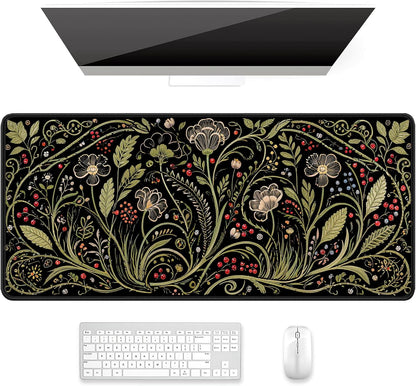 Auhoahsil Desk Mat, Ultra Large Mouse Pad, XXL Gaming Mousepad, Green Tropical Leaves Deskpad, Big Extended Full Size Mouse Pad, Desktop Desk Matt for Keyboard, Laptop & Computer, 35.5 x 15.7 in - Colors A