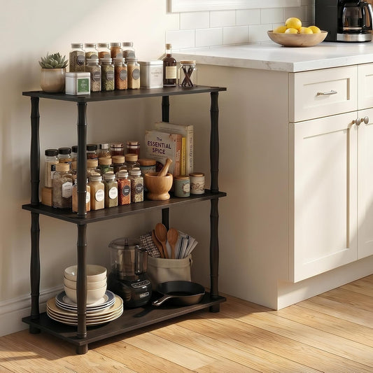 Furinno TURN-N-TUBE Corner Shelf, 5-Tier Corner Bookshelf, Open Storage Shelves, for Organization and Storage, Living Room, Home Office, Garage, Bedroom, Espresso - Colors B