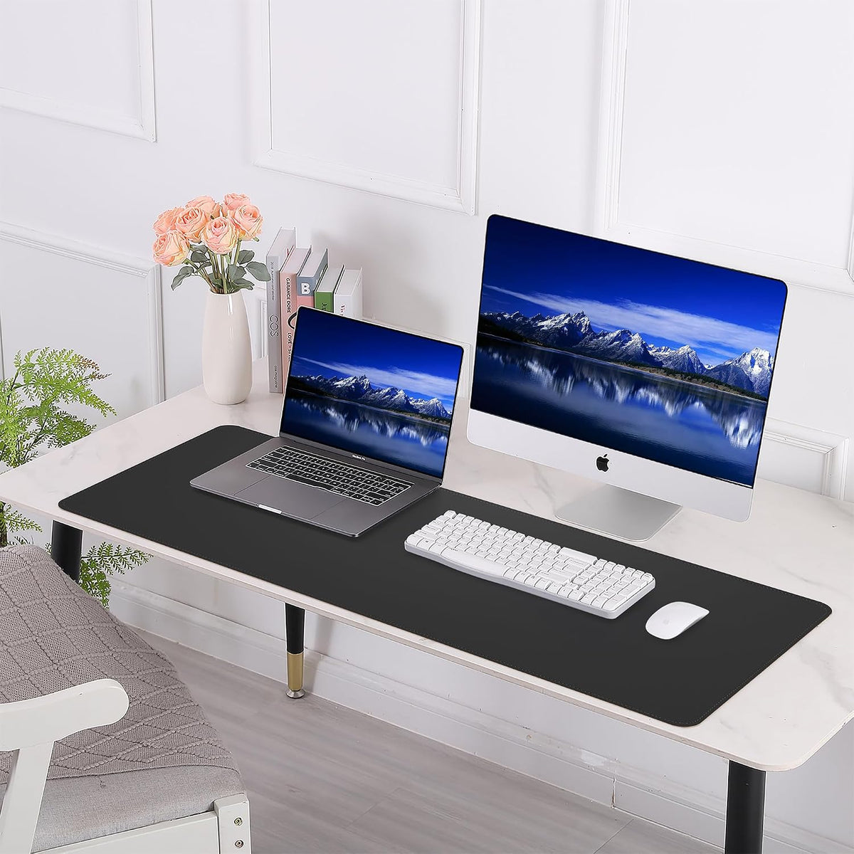 Large Desk Mat, 47" x 17", Black
