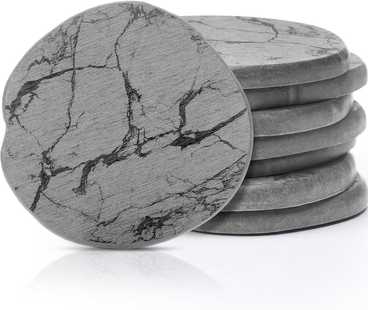 Diatomaceous Earth Coasters Set of 4，Cool Absorbent Quick-Dry Drink Coasters for Desks, Cute Modern Stone Design with Stylish White Aesthetic (4, White)