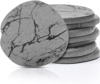 Diatomaceous Earth Coasters Set of 4，Cool Absorbent Quick-Dry Drink Coasters for Desks, Cute Modern Stone Design with Stylish White Aesthetic (4, White)