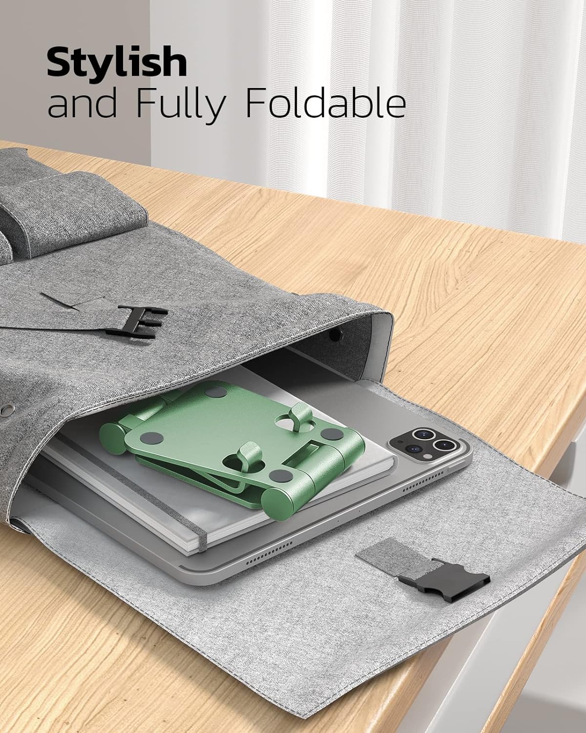 Nulaxy Dual Folding Cell Phone Stand, Fully Adjustable Foldable Desktop Phone Holder Cradle Dock Compatible with iPhone 17 16 15 14 13 12 11 Pro Max Xs Xr X 8, Nintendo Switch, All Phones - Purple