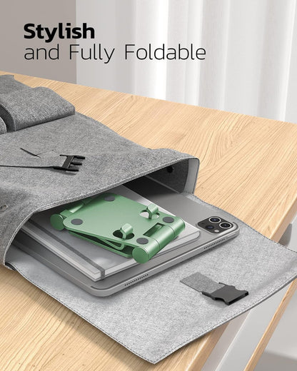 Nulaxy Dual Folding Cell Phone Stand, Fully Adjustable Foldable Desktop Phone Holder Cradle Dock Compatible with iPhone 17 16 15 14 13 12 11 Pro Max Xs Xr X 8, Nintendo Switch, All Phones - Purple