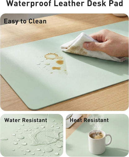 Aothia Leather Office Desk Pad Protector, Non-Slip PU Leather Desk Blotter, Waterproof Laptop Writing Mouse Pad for Office and Home, Black, 31.5" x 15.7" - Colors A