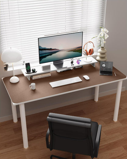 Double-Sided Desk Pad, 31.5"x15.7"Leather Desk Mat, Eco Cork Desk Pad Protector,Large Mouse Pad,Waterproof Desk Blotter for Office/Home(Coffee)