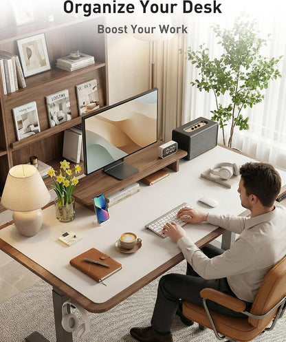 Aothia Leather Office Desk Pad Protector, Non-Slip PU Leather Desk Blotter, Waterproof Laptop Writing Mouse Pad for Office and Home, Black, 31.5" x 15.7" - Colors B
