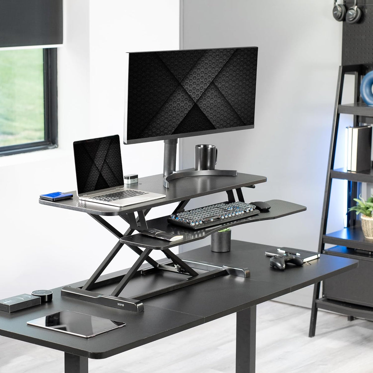 Black 32 in Standing Desk Converter, DESK-V000K