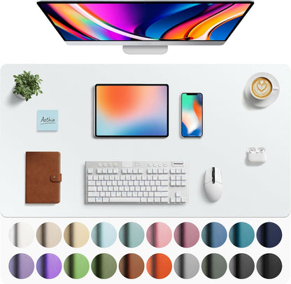 Aothia Leather Office Desk Pad Protector, Non-Slip PU Leather Desk Blotter, Waterproof Laptop Writing Mouse Pad for Office and Home, Black, 31.5" x 15.7" - Colors A