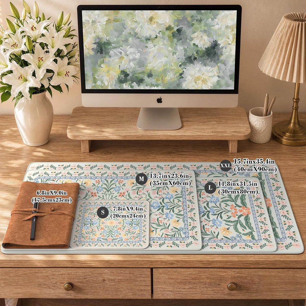 iCasso Desk Mat for Keyboard and Mouse, Large Mouse Pad, Desk Pad Mat, Anti-Slip Big Mousepad with Stitched Edges for Computer Desktop(Deep Green)