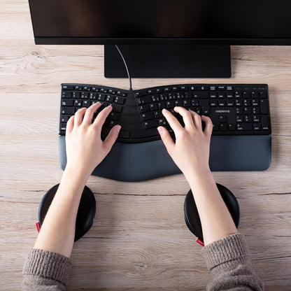 Cherry SLIDEPAD Ergo, Sliding Ergonomic Arm Rest for the Desk, Compatible with Mouse and Keyboard, for Right- and Left-Handers, IGR-Certified, 1 Pad, Black