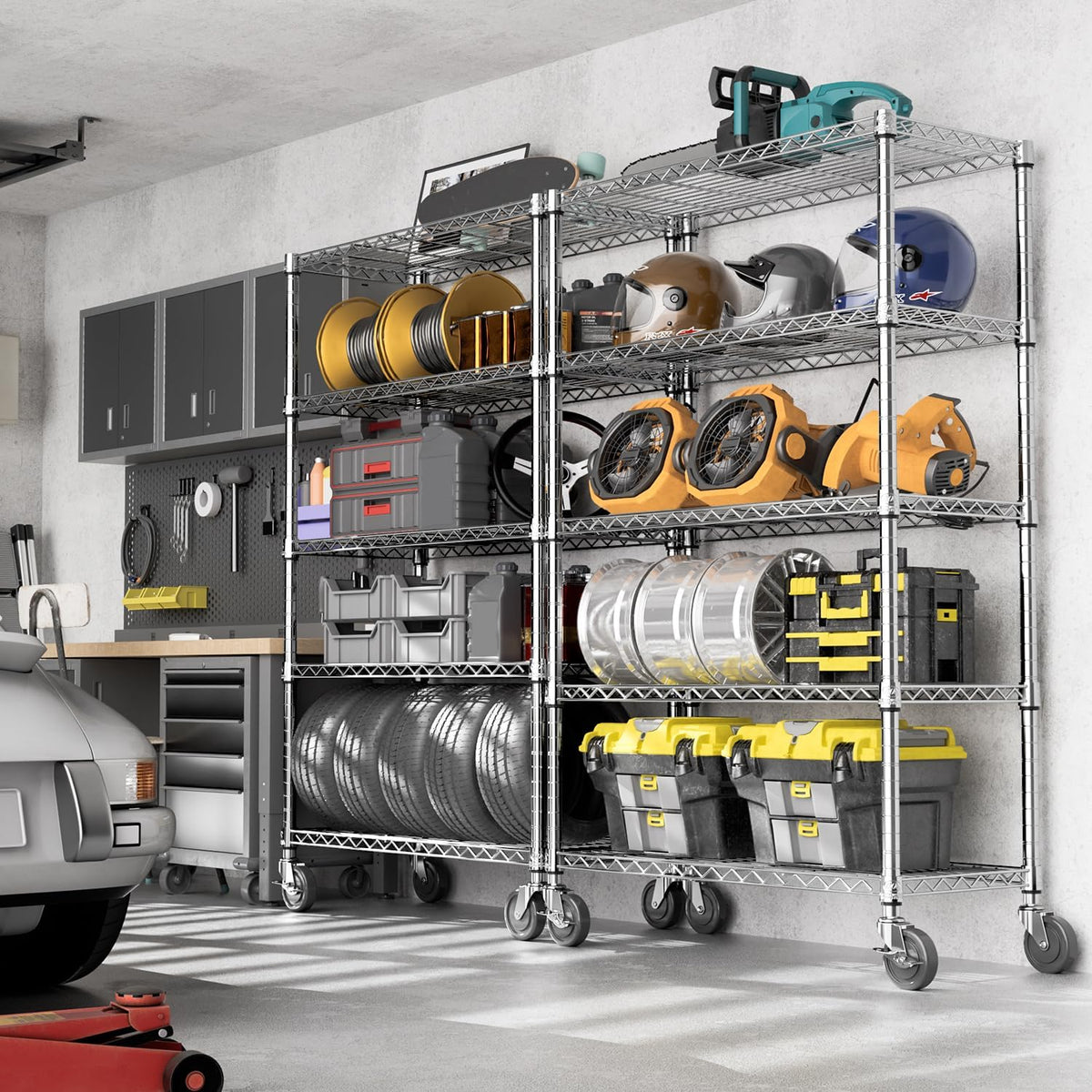 M MZG 450 lbs Steel Storage Shelving 3-Tier Utility Shelving Unit Steel Organizer Wire Rack for Home,Kitchen,Office (11.8" D x 17.7" W x 26.3" H) - Colors B